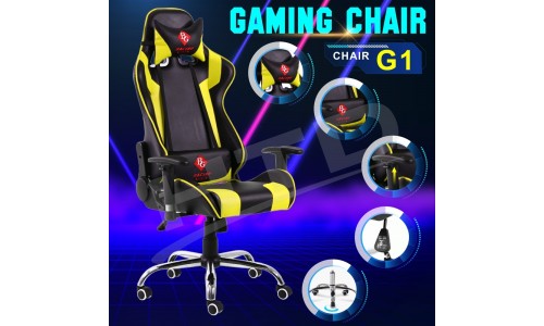 BG Furniture เก้าอี้เล่นเกม เก้าอี้เกมมิ่ง เก้าอี้คอเกม Raching Gaming Chair (Yellow) - รุ่น G1